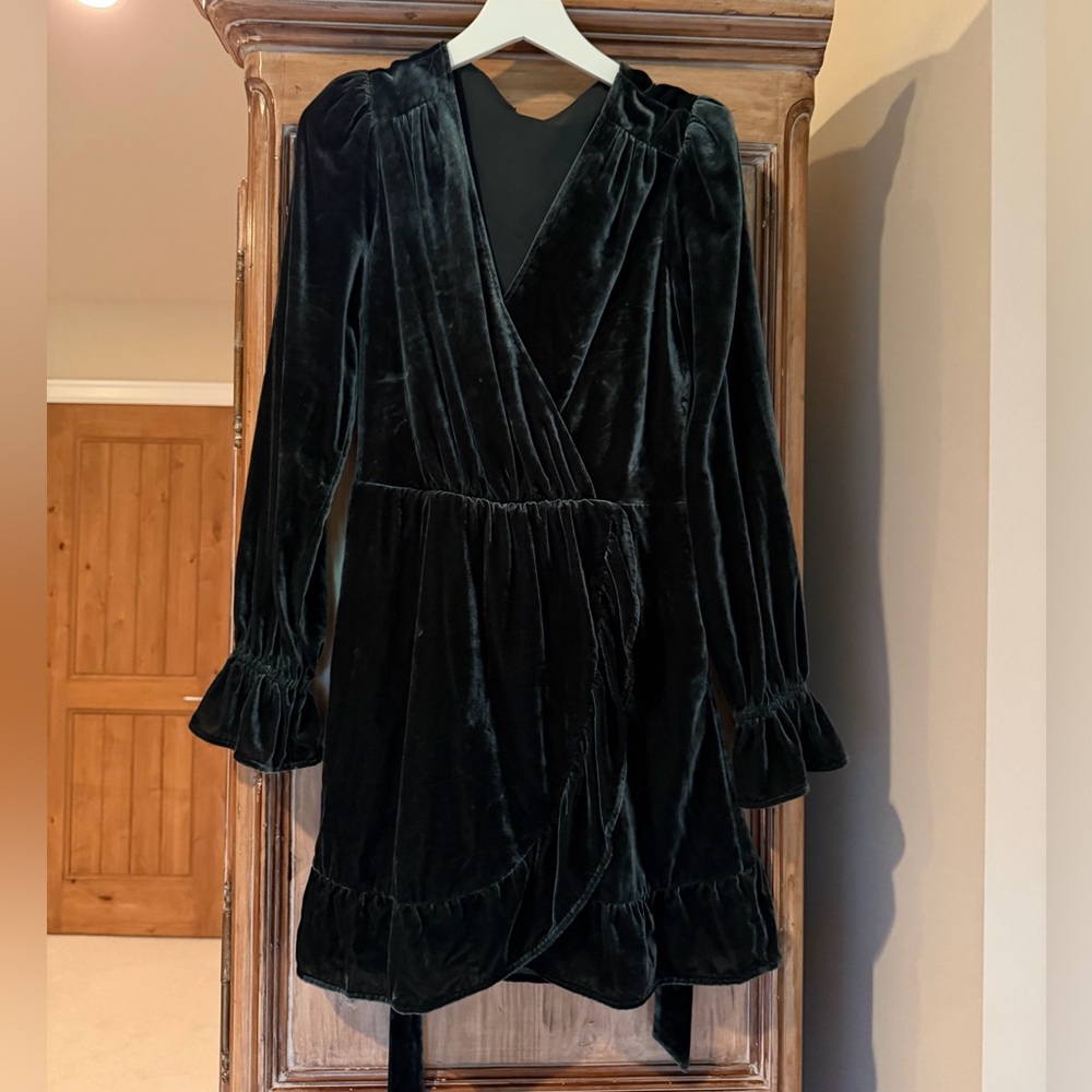 PAIGE Ysabel Long-Sleeve Wrap Mini-Dress size M